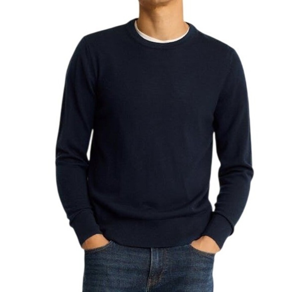 Bonobos‎ Mens Merino Wool Crew Neck Sweater M Navy Slim Pullover Lightweight